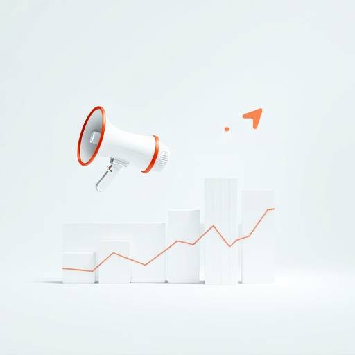Icône de marketing représentant un graphique ascendant et un mégaphone